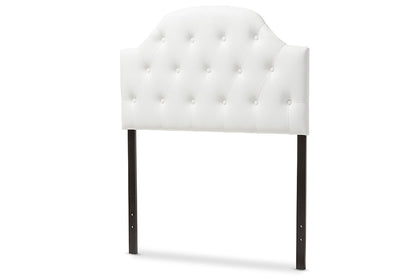 Baxton Studio Morris Modern and Contemporary White Faux Leather Upholstered Button-Tufted Scalloped Twin Size Headboard