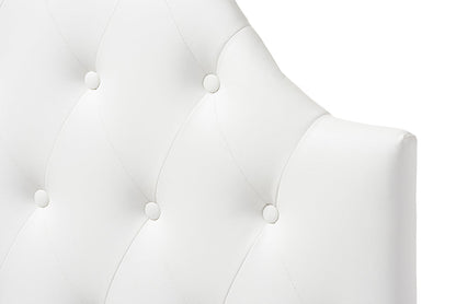 Baxton Studio Morris Modern and Contemporary White Faux Leather Upholstered Button-Tufted Scalloped Twin Size Headboard