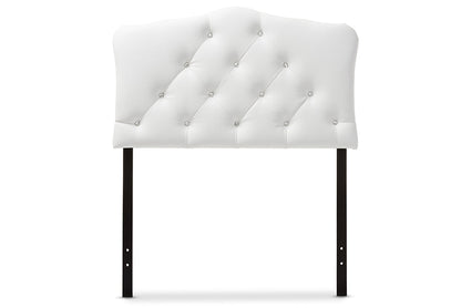 Baxton Studio Rita Modern and Contemporary White Faux Leather Upholstered Button-Tufted Scalloped Twin Size Headboard