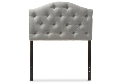 Baxton Studio Myra Modern and Contemporary Grey Fabric Upholstered Button-Tufted Scalloped Twin Size Headboard