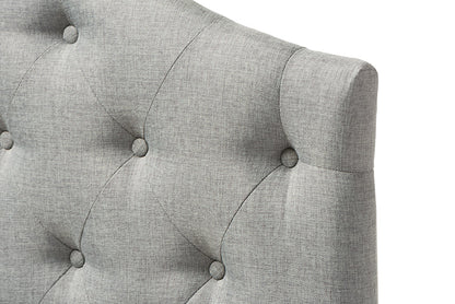 Baxton Studio Myra Modern and Contemporary Grey Fabric Upholstered Button-Tufted Scalloped Twin Size Headboard