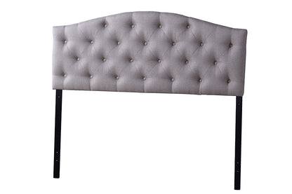 Baxton Studio Myra Modern and Contemporary Queen Size Light Beige Fabric Upholstered Button-tufted Scalloped Headboard