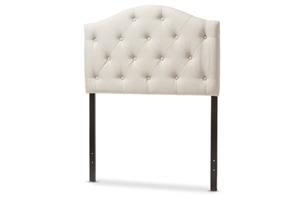 Baxton Studio Myra Modern and Contemporary Light Beige Fabric Upholstered Button-Tufted Scalloped Twin Size Headboard