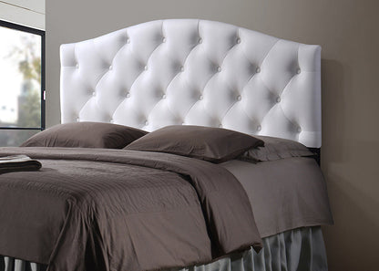 Baxton Studio Myra Modern and Contemporary Full Size White Faux Leather Upholstered Button-tufted Scalloped Headboard