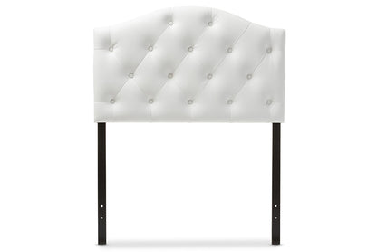 Baxton Studio Myra Modern and Contemporary White Faux Leather Upholstered Button-Tufted Scalloped Twin Size Headboard