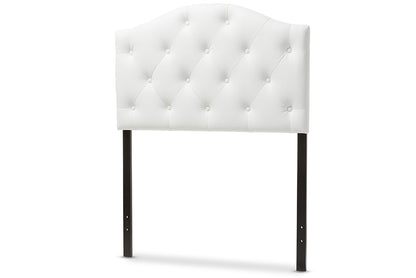 Baxton Studio Myra Modern and Contemporary White Faux Leather Upholstered Button-Tufted Scalloped Twin Size Headboard
