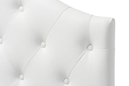Baxton Studio Myra Modern and Contemporary White Faux Leather Upholstered Button-Tufted Scalloped Twin Size Headboard