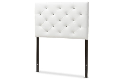 Baxton Studio Viviana Modern and Contemporary White Faux Leather Upholstered Button-Tufted Twin Size Headboard