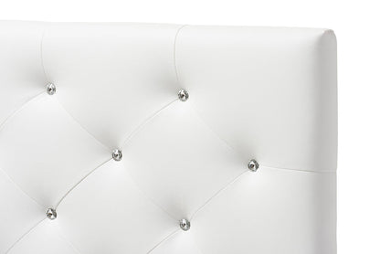 Baxton Studio Viviana Modern and Contemporary White Faux Leather Upholstered Button-Tufted Twin Size Headboard