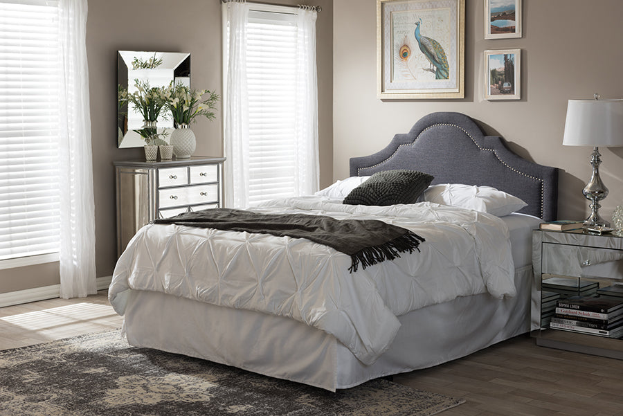 Baxton Studio Rita Modern and Contemporary Dark Grey Fabric Upholstered Full Size Headboard