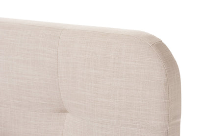 Baxton Studio Germaine Mid-Century Modern Beige Mix Linen Fabric Queen Size Grid-Tufting Platform Bed
