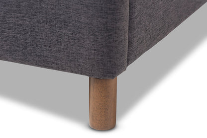 Baxton Studio Germaine Mid-Century Modern Dark Grey Fabric King Size Grid-Tufting Platform Bed