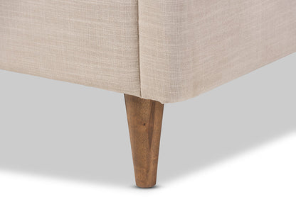 Baxton Studio Hannah Mid-Century Modern Beige Linen Queen Size Platform Bed