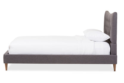 Baxton Studio Hannah Mid-Century Modern Dark Grey Fabric King Size Platform Bed