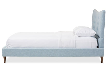 Baxton Studio Hannah Mid-Century Modern Sky Blue Fabric Queen Size Platform Bed