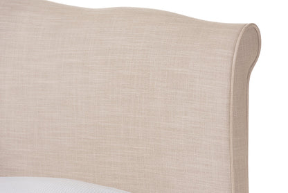 Baxton Studio Fannie French Classic Modern Style Beige Linen Fabric Full Size Platform Bed