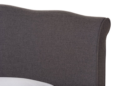 Baxton Studio Fannie French Classic Modern Style Dark Grey Polyester Fabric Queen Size Platform Bed