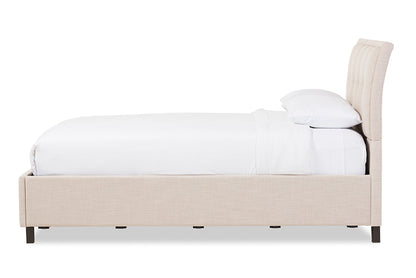 Baxton Studio Lea Modern and Contemporary Beige Mix-Linen Queen Size Storage Platform Bed