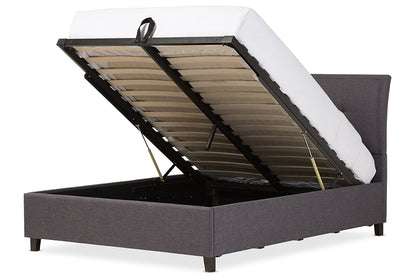 Baxton Studio Lea Modern and Contemporary Dark Grey Fabric Queen Size Storage Platform Bed