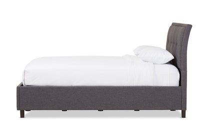 Baxton Studio Lea Modern and Contemporary Dark Grey Fabric Queen Size Storage Platform Bed