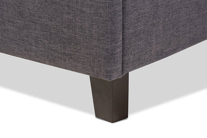 Baxton Studio Lea Modern and Contemporary Dark Grey Fabric Queen Size Storage Platform Bed