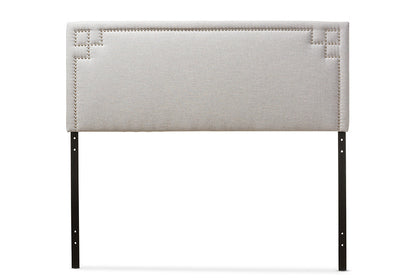 Baxton Studio Geneva Modern and Contemporary Grayish Beige Fabric Upholstered Queen Size Headboard