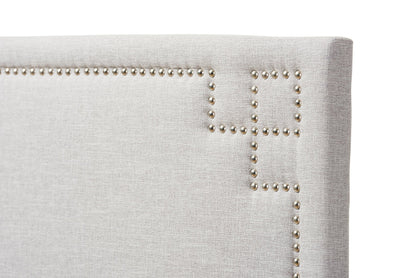 Baxton Studio Geneva Modern and Contemporary Grayish Beige Fabric Upholstered Queen Size Headboard
