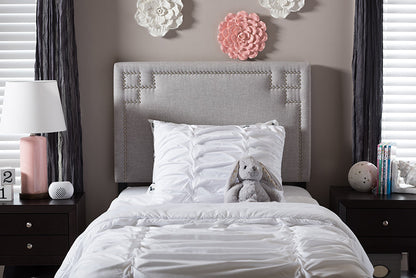 Baxton Studio Geneva Modern and Contemporary Grayish Beige Fabric Upholstered Twin Size Headboard