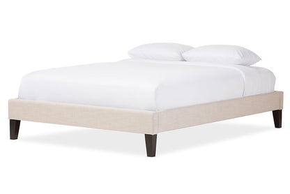 Baxton Studio Lancashire Modern and Contemporary Beige Linen Fabric Upholstered Full Size Bed Frame with Tapered Legs