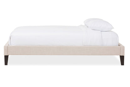 Baxton Studio Lancashire Modern and Contemporary Beige Linen Fabric Upholstered Full Size Bed Frame with Tapered Legs