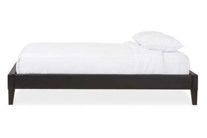 Baxton Studio Lancashire Modern and Contemporary Black Faux Leather Upholstered Full Size Bed Frame with Tapered Legs