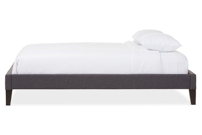 Baxton Studio Lancashire Modern and Contemporary Grey Fabric Upholstered Full Size Bed Frame with Tapered Legs