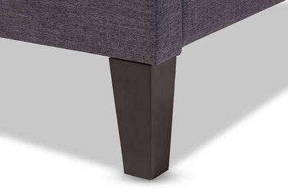 Baxton Studio Lancashire Modern and Contemporary Grey Fabric Upholstered Full Size Bed Frame with Tapered Legs