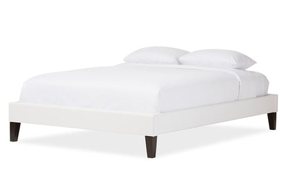 Baxton Studio Lancashire Modern and Contemporary White Faux Leather Upholstered Full Size Bed Frame with Tapered Legs