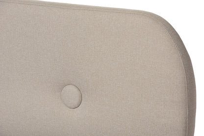 Baxton Studio Penelope Mid-Century Modern Solid Walnut Wood Light Beige Fabric Upholstered Queen Size Platform Bed