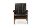 Baxton Studio Nikko Mid-century Modern Scandinavian Style Black Faux Leather Wooden Lounge Chair