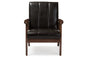 Baxton Studio Nikko Mid-century Modern Scandinavian Style Dark Brown Faux Leather Wooden Lounge Chair