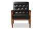 Baxton Studio Sorrento Mid-century Retro Modern Black Faux Leather Upholstered Wooden Lounge Chair