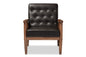 Baxton Studio Sorrento Mid-century Retro Modern Brown Faux Leather Upholstered Wooden Lounge Chair