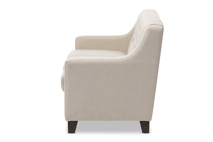 Baxton Studio Arcadia Modern and Contemporary Light Beige Fabric Upholstered Button-Tufted Living Room 3-Seater Sofa