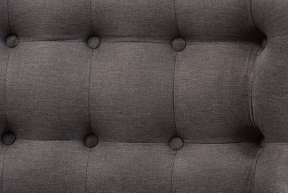 Baxton Studio Melody Mid-Century Modern Grey Fabric and Natural Wood Finishing 2-Seater Settee Bench