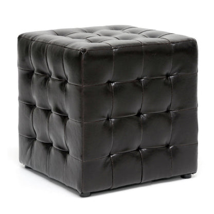 Baxton Studio Siskal Dark Brown Modern Cube Ottoman (Set of 2)
