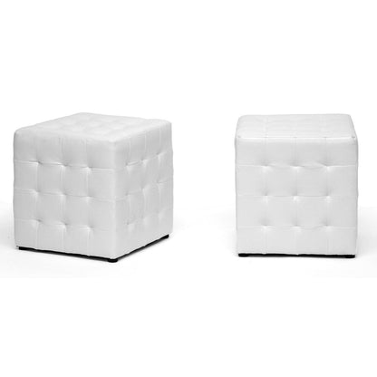 Baxton Studio Siskal White Modern Cube Ottoman (Set of 2)