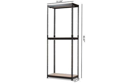 Baxton Studio Gavin Black Metal 3-Shelf Closet Storage Racking Organizer