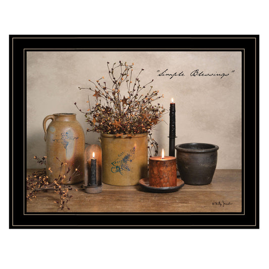 "Simple Blessings" Framed Wall Art by Billy Jacobs | Farmhouse Inspirational Print — Ready to Hang, Living Room & Bedroom Decor