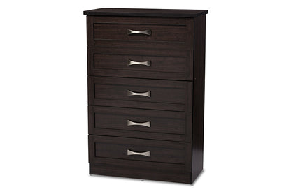 Baxton Studio Colburn Modern and Contemporary 5-Drawer Dark Brown Finish Wood Tallboy Storage Chest
