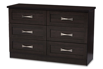 Baxton Studio Colburn Modern and Contemporary 6-Drawer Dark Brown Finish Wood Storage Dresser