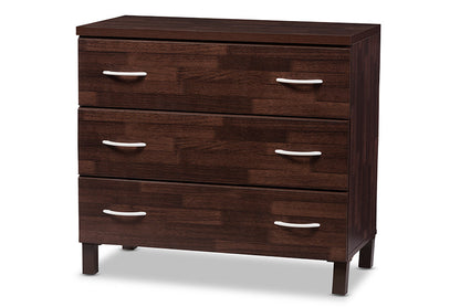 Baxton Studio Maison Modern and Contemporary Oak Brown Finish Wood 3-Drawer Storage Chest