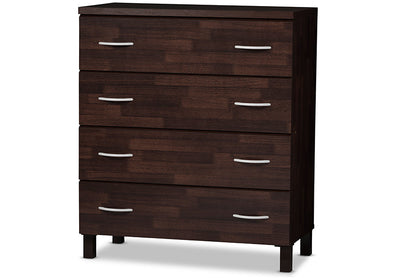 Baxton Studio Maison Modern and Contemporary Oak Brown Finish Wood 4-Drawer Storage Chest