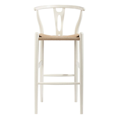 Baxton Studio Mid-Century Modern Wishbone Stool - White Wood Y Stool